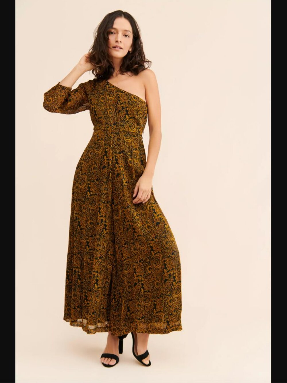 NWT Anthropologie Ollari Paisley One-Shoulder Jumpsuit, Size L